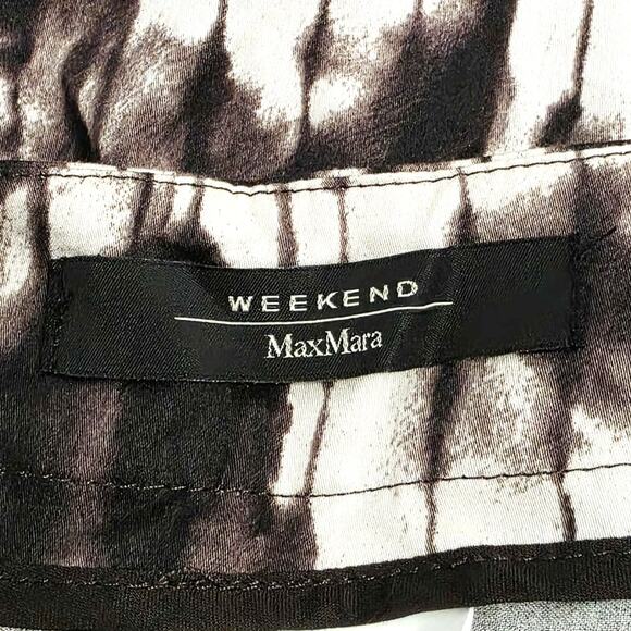 Weekend Max Mara MaxMara A-Line Abstract Monochrome Tie Dye Brown Skirt Size 2 - Picture 3 of 9